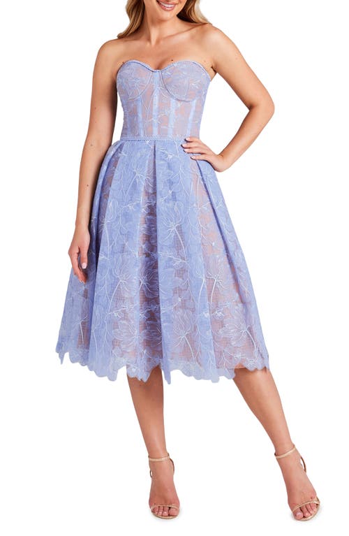 Olivia Strapless Lace Dress in Blue