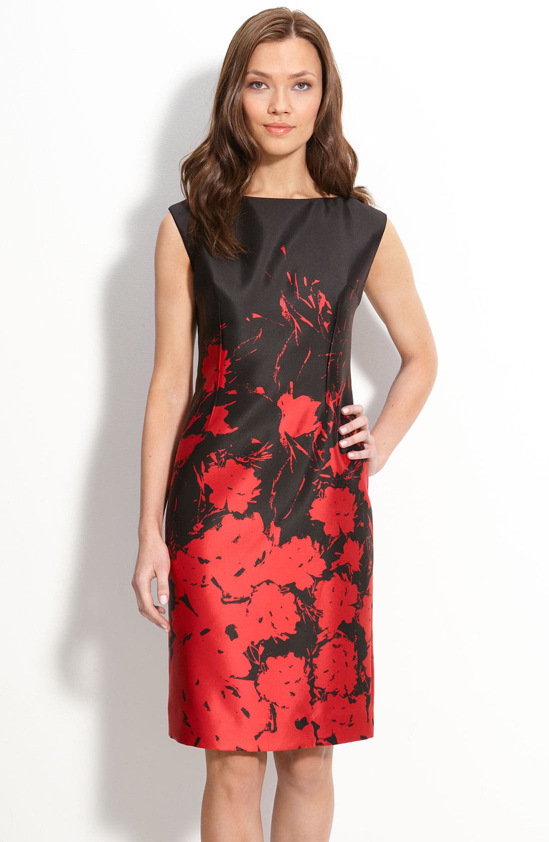 Teri Jon Silk Blend Border Print Sheath Dress Nordstrom