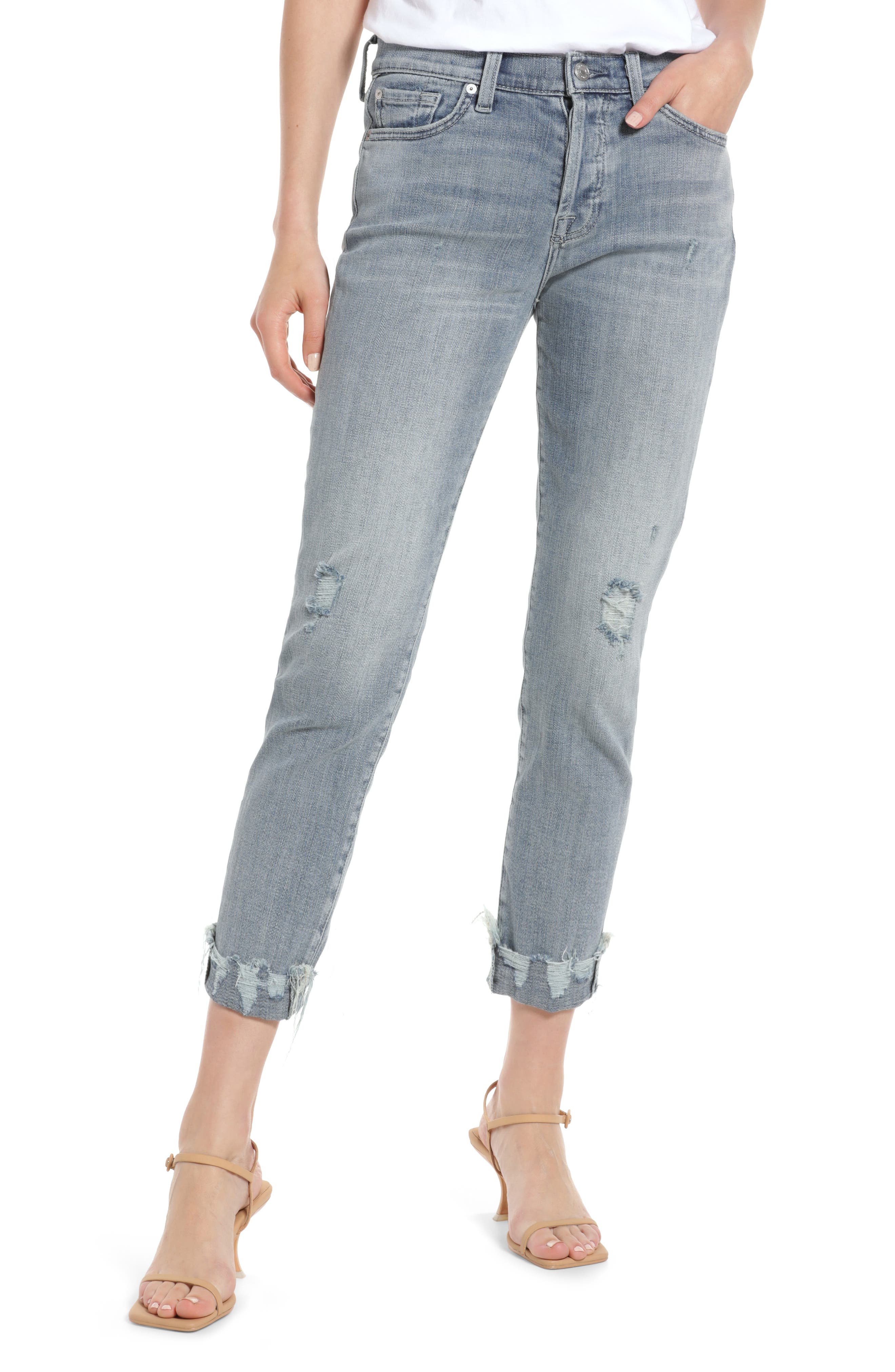 7 For All Mankind Womens The Ankle Skinny with Cut Off Hem in Femme 
