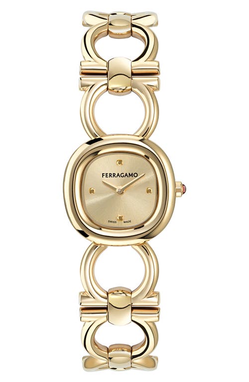 Shop Ferragamo Double Gancini Bracelet Watch, 25mm<br /> In Ip Yellow Gold