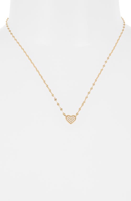 Argento Vivo Sterling Silver Cubic Zirconia Pavé Heart Pendant Necklace In Gold