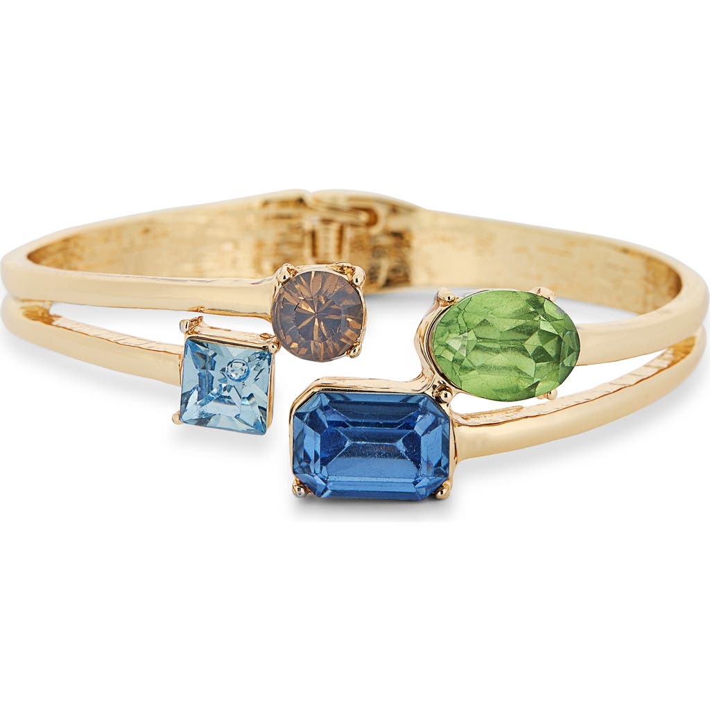 Nordstrom Rack Multistone Bypass Hinge Cuff Bracelet In Blue Multi- Gold