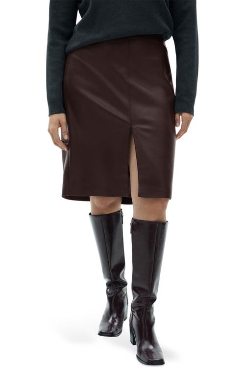 Mango Faux Leather Pencil Skirt In Wine