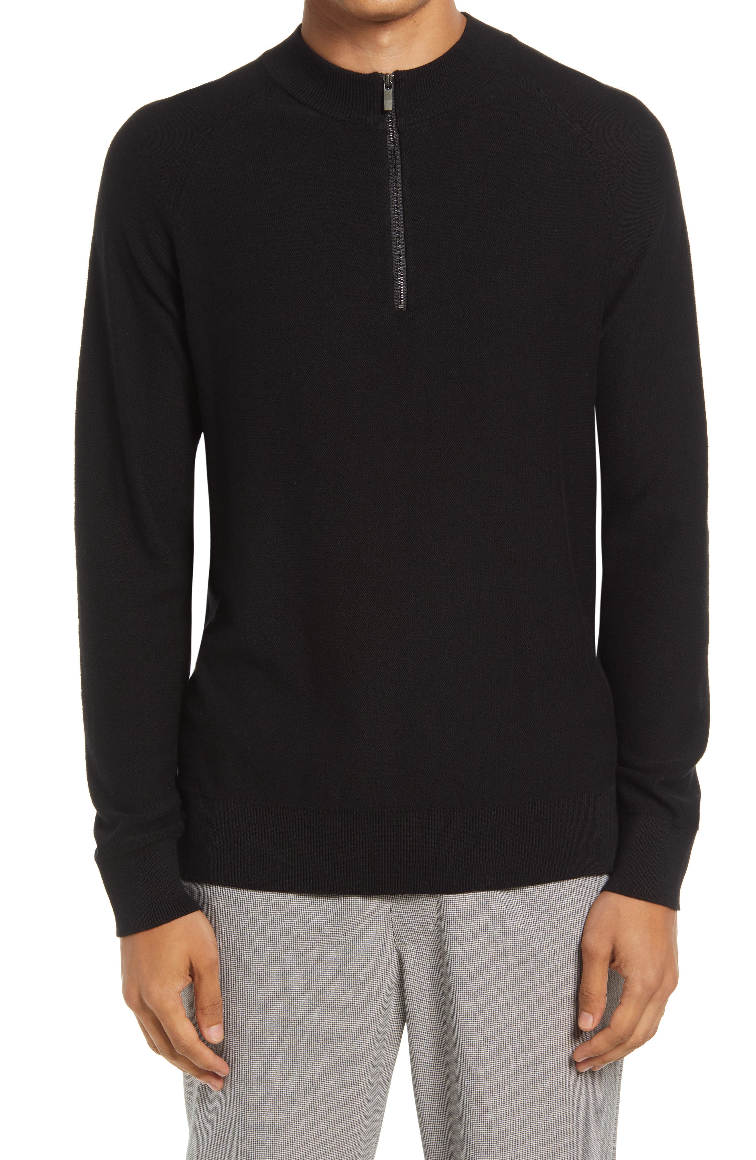 mens grey quarter zip sweater