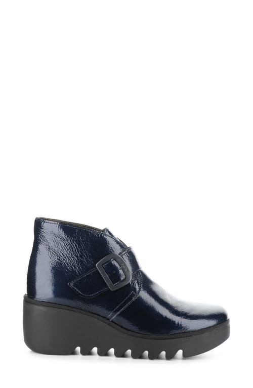 Shop Fly London Brit Wedge Bootie In Navy Rock