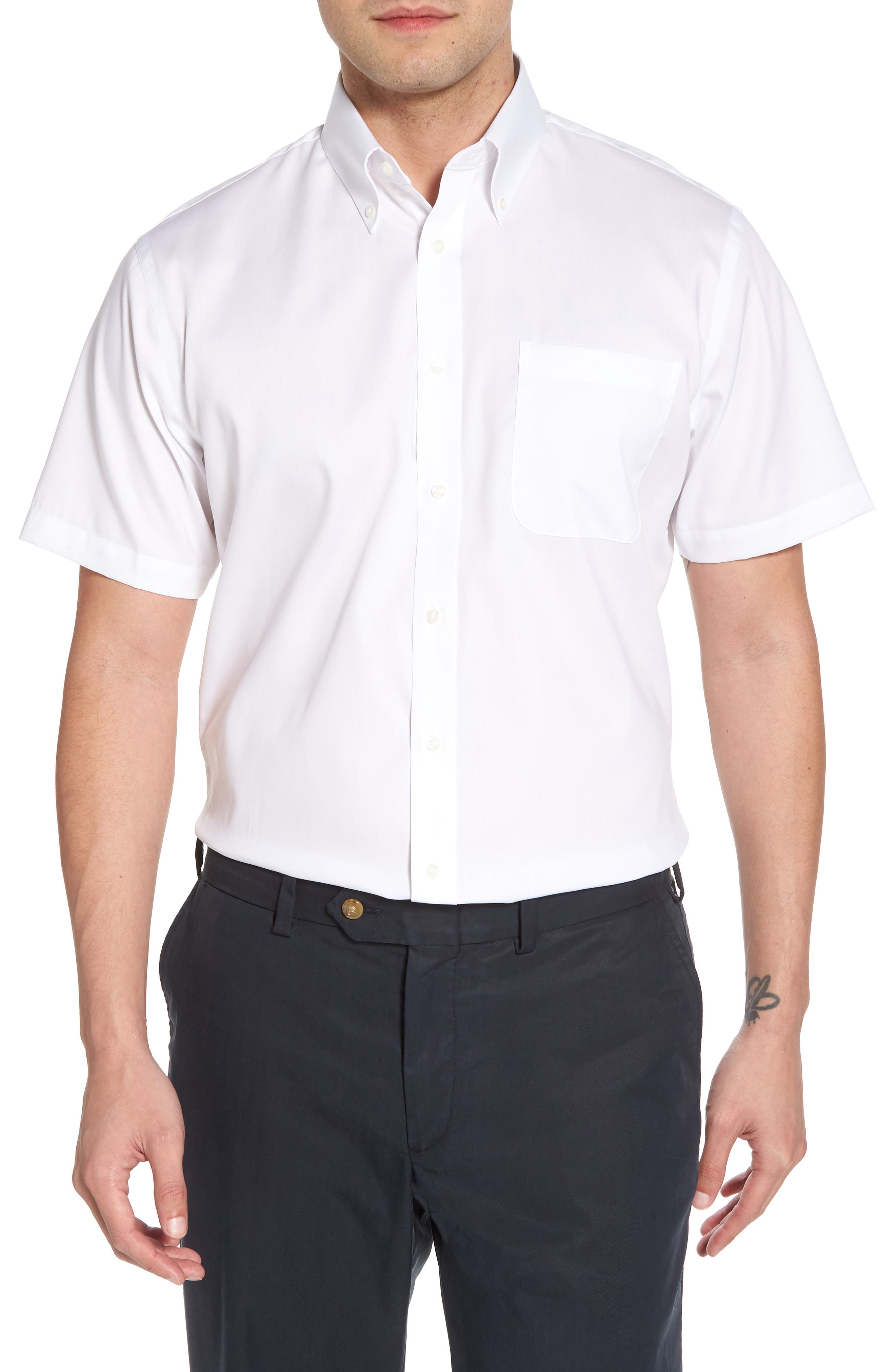 Nordstrom Men's Shop Traditional Fit NonIron Short Sleeve Dress Shirt
