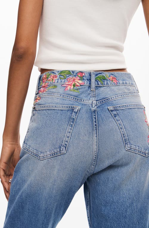 Desigual Carina Embroidered Straight Leg Jeans In Blue