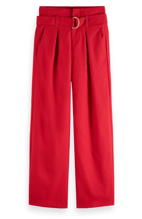 Daisy Belted Straight Leg Pants in Lipstick Red