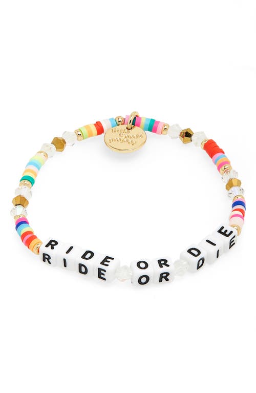 Little Words Project Ride or Die Beaded Stretch Bracelet in Rainbow Multi