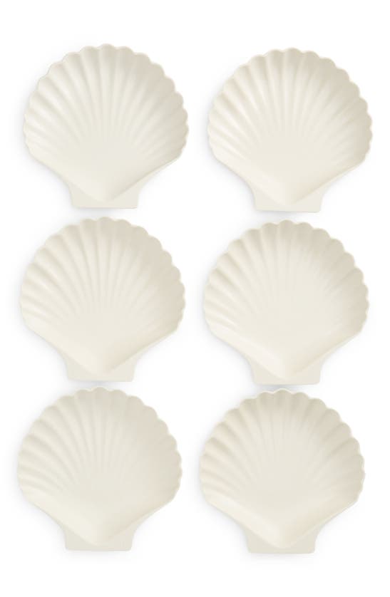 Meri Meri Shell Set Of 6 Reusable Bamboo Party Plates In Assorted