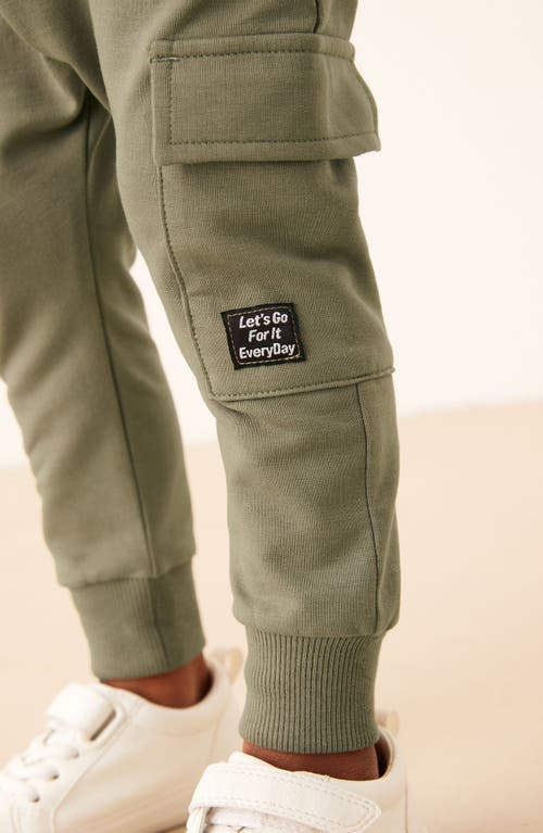 Next Kids' Stretch Cotton Cargo Joggers In Green
