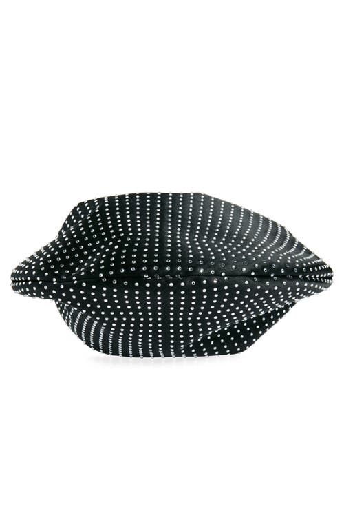 L'alingi Mini Rhinestone Dotted Satin Hobo Bag In Black