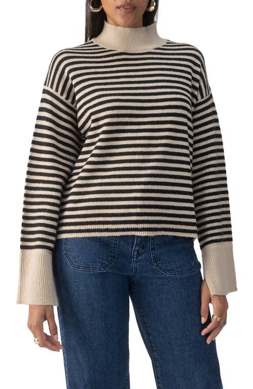 Shop Sanctuary Chalet Stripe Turtleneck Sweater In Frosted Almond