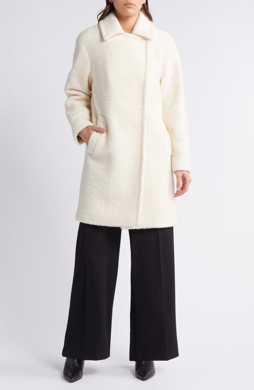 Shop Bcbg Walker Notch Lapel Longline Bouclé Coat In Cream