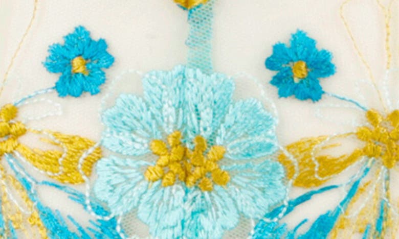 Shop Love, Vera Floral Embroidered Garter Belt In Blue Curacao