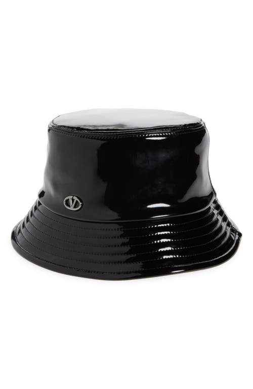 Shop Valentino Garavani Vlogo Faux Patent Leather Bucket Hat In Wqx Nero/black Ruthenio