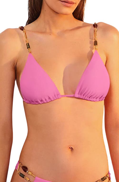 Vix Swimwear Kaia Paral Beaded Triangle Bikini Top In Pink