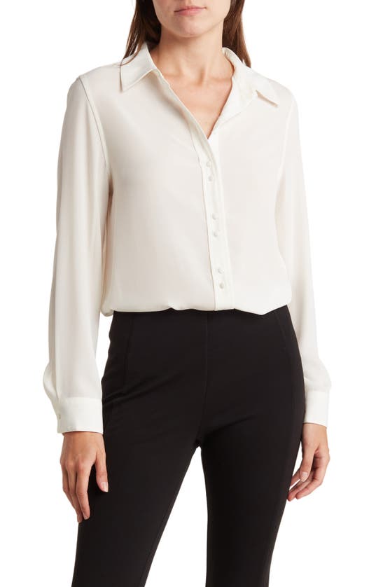 Nanette Lepore Long Sleeve Button-up Shirt In Cannoli Cream