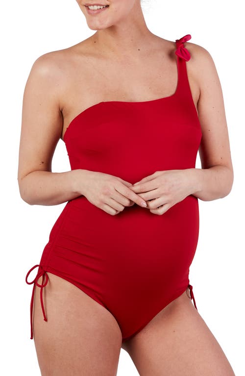 Cache Coeur Dolce One-Shoulder One-Piece Maternity Swimsuit in Red at Nordstrom, Size Xx-Large