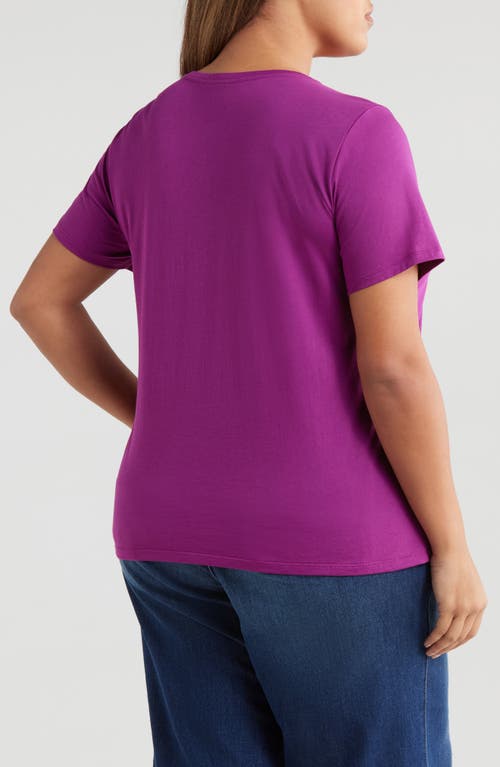 Shop Eileen Fisher Crewneck Organic Cotton T-shirt In Berry Bloom