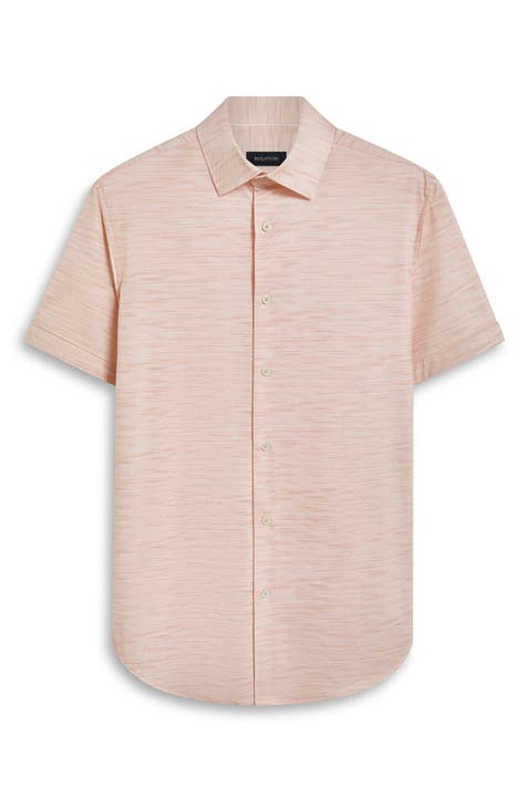 Miles Ooohcotton® Space Dye Print Short Sleeve Button-Up Shirt