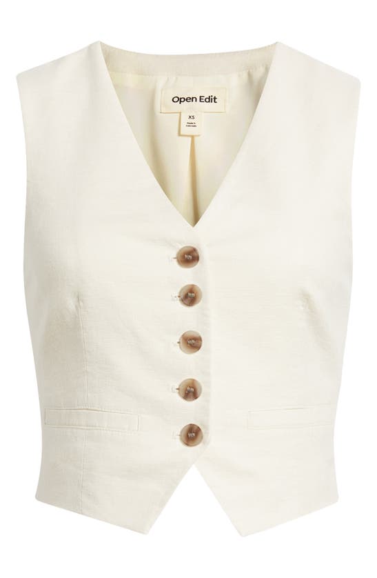 Shop Open Edit Linen Blend Vest In Ivory Dove