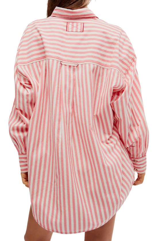 Shop Free People Freddie Stripe Oversize Button-up Shirt In Coral Combo