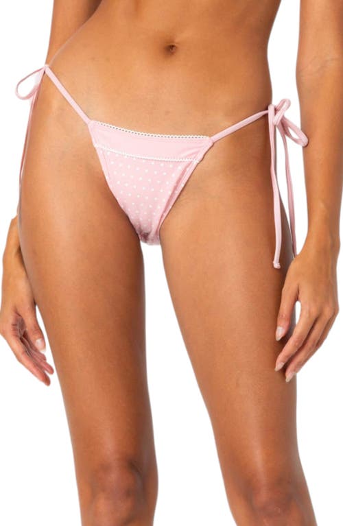 Shop Edikted Contrast Dot Side Tie Bikini Bottoms In Pink