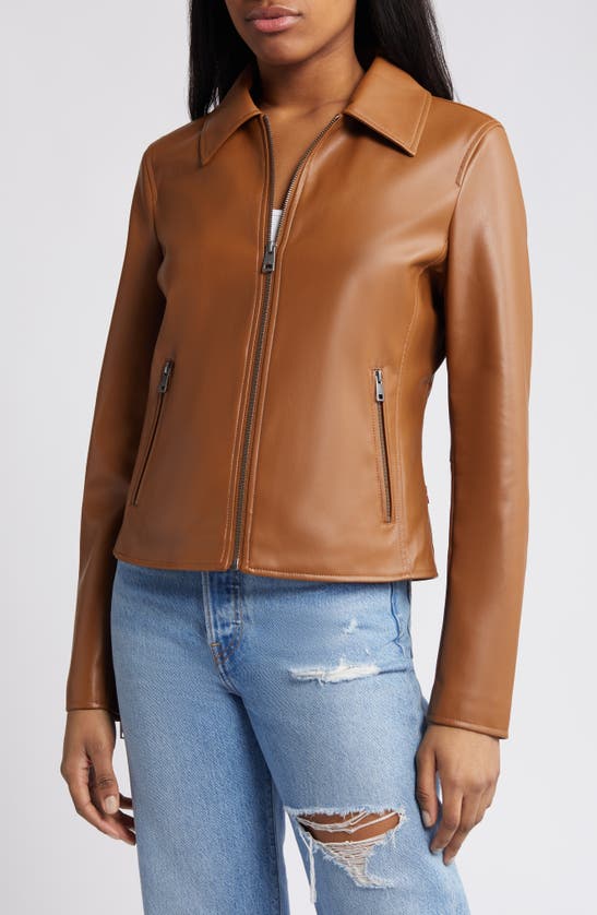 Shop Levi's Racer Faux Leather Jacket In Toffee
