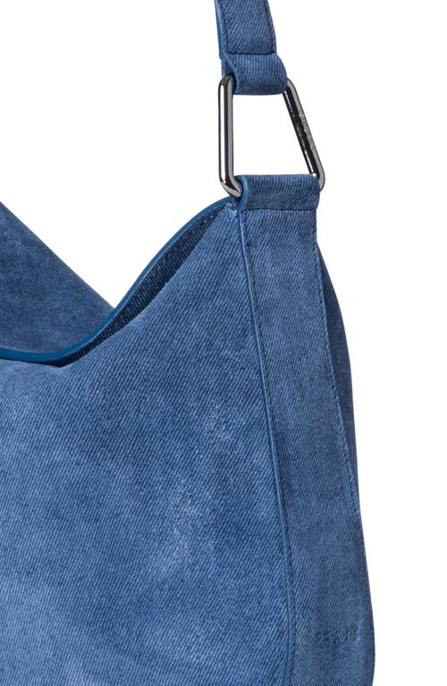 Shop Akris Little Anna Leather Hobo Bag In 577 Indigo