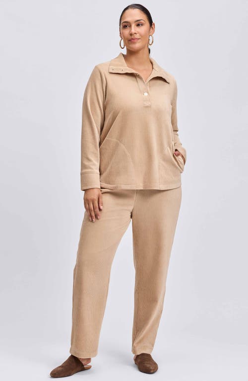 Foxcroft Sammy Corduroy Polo Top In Khaki