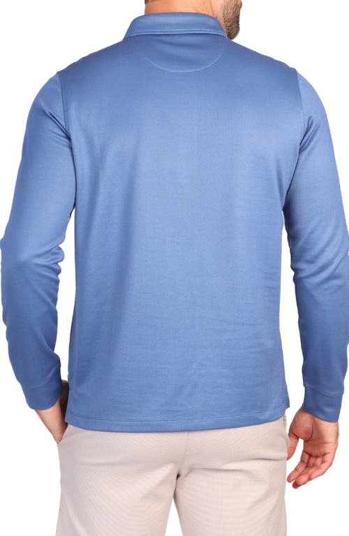 Tailorbyrd Long Sleeve Modal Polo In Slate Blue