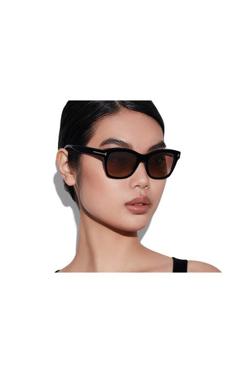 Tom Ford Lauren 02 Mirrored Square Sunglasses In Shiny Black/brown