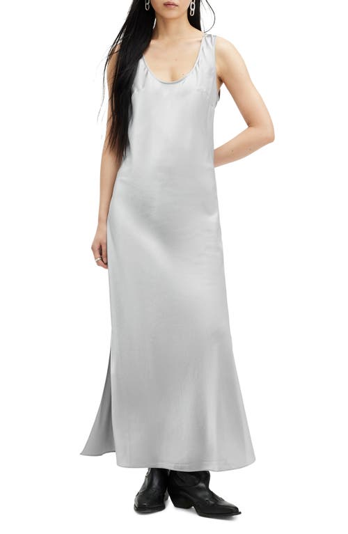 AllSaints Lisa Satin Maxi Dress Dark Silver at Nordstrom, Us