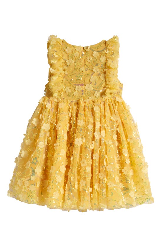 Shop Lola & The Boys Kids' Little Miss Sunshine Floral Sequin Party Dress In Yellow