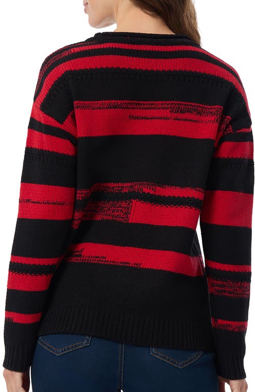 Shop Jones New York Colorblock Crewneck Sweater In Jones Black/deep Rouge