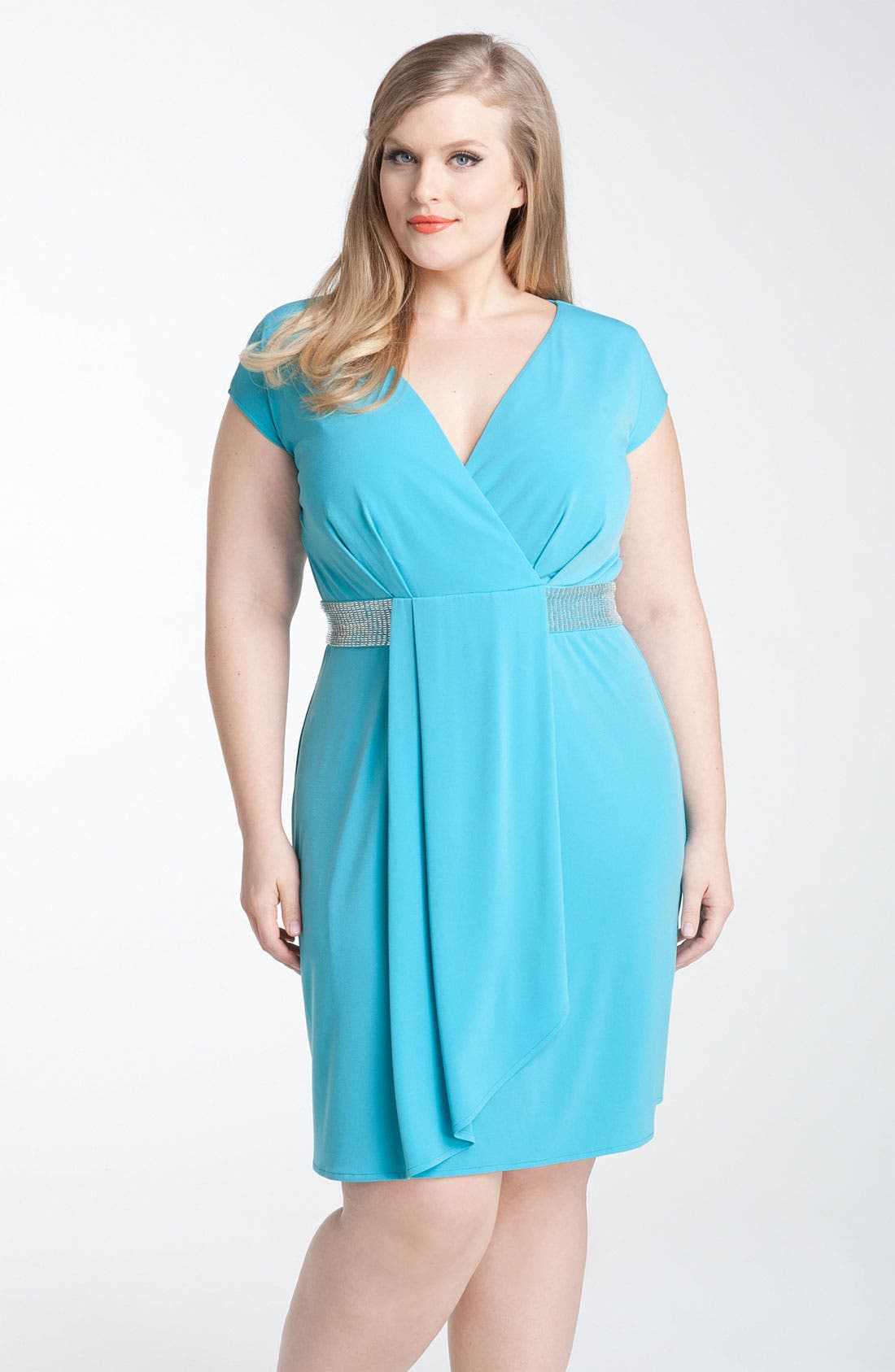 Calvin Klein Beaded Matte Jersey Dress (Plus) Nordstrom