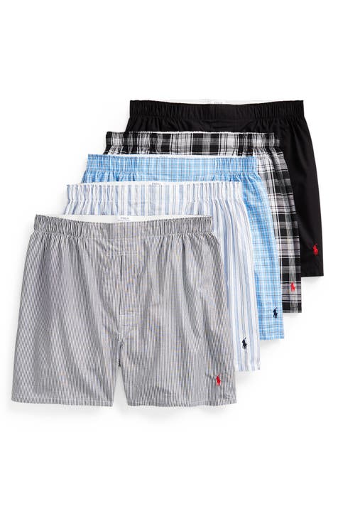 Assorted 5-Pack Woven Cotton Boxers