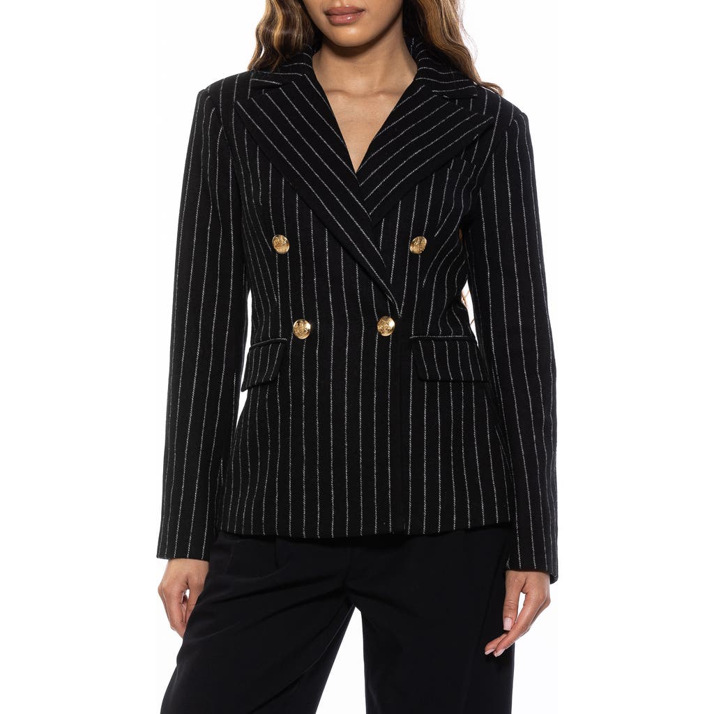 Alexia Admor Double Breasted Blazer In Black Stripe