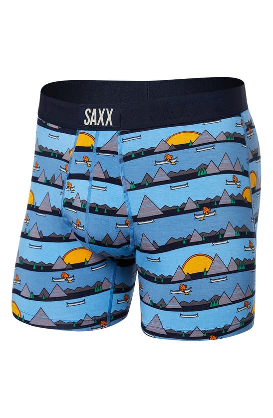 Saxx Ultra Super Soft Relaxed Fit Boxer Briefs In Lazy River- Blue