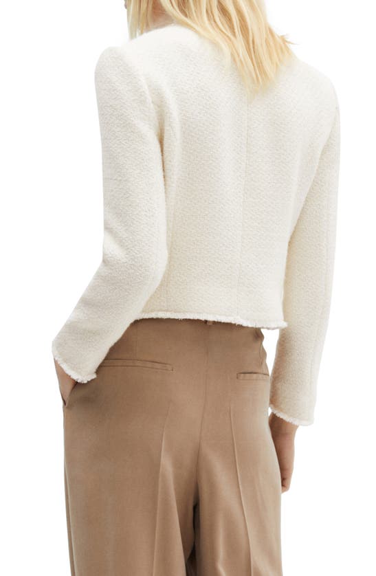 Mango Pocket Tweed Jacket Ecru In Ecru