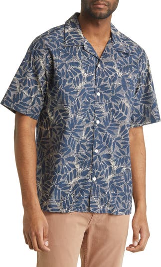 NN07 Julio 5209 Leaf Print Short Sleeve Button-Up Camp Shirt | Nordstrom