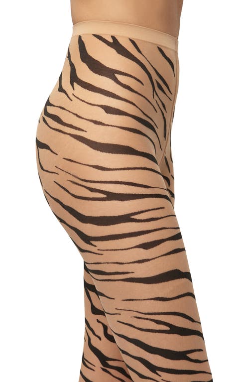 Shop Wolford Tiger Print Tights In Fairly Light/black