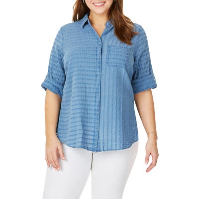 Plus Size Foxcroft Zen In Indigo Shirt, Blue