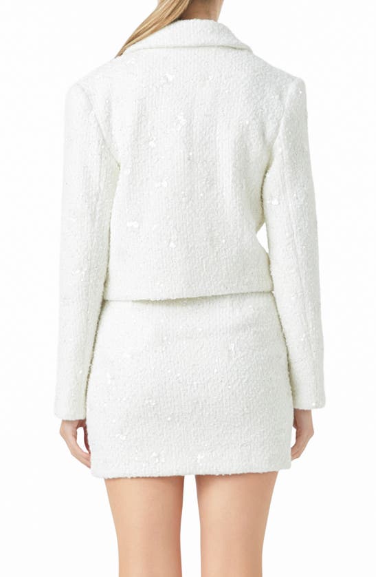 Endless Rose Sequin Crop Blazer In White