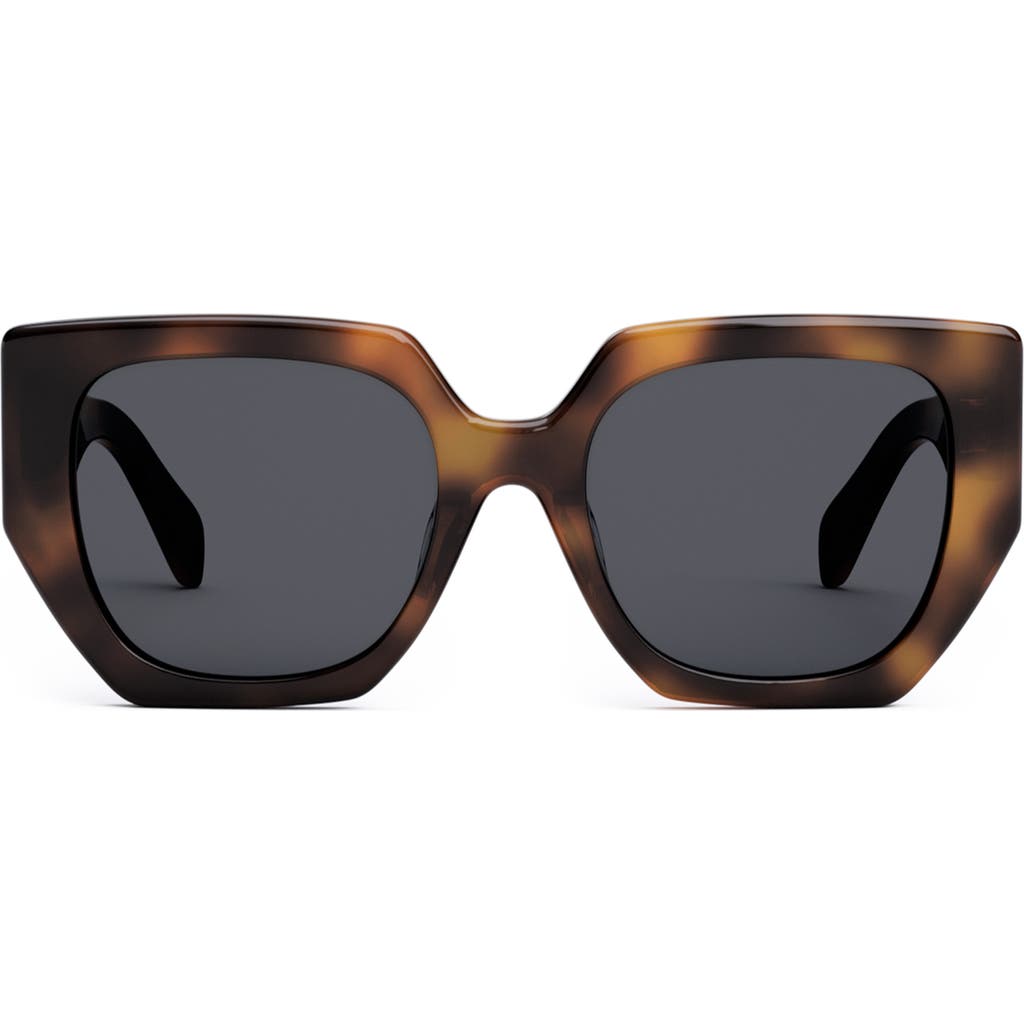 Celine Triomphe 55mm Butterfly Sunglasses In Blonde Havana/smoke