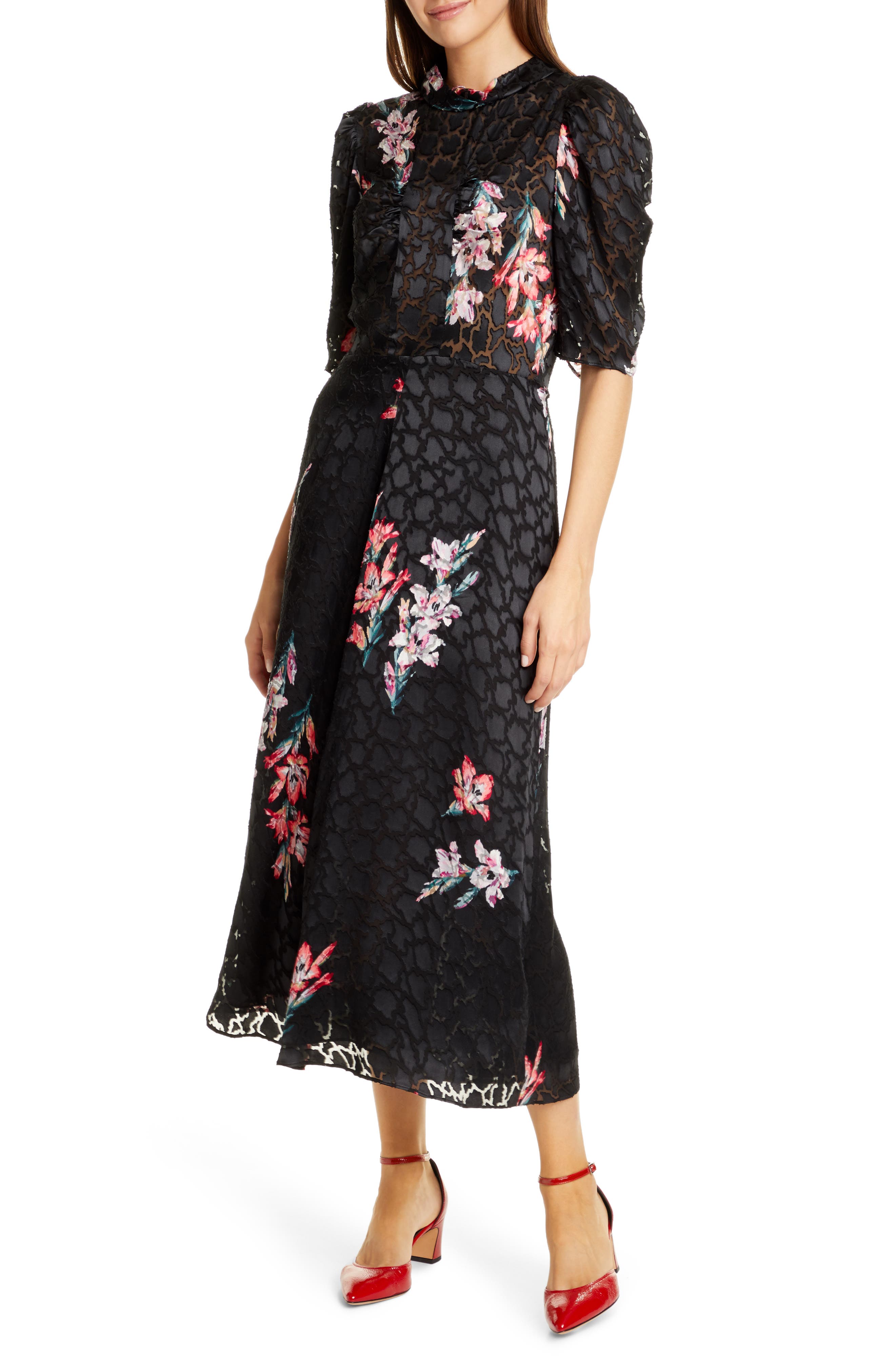 rebecca taylor black floral dress