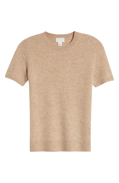 Shop Caslonr Caslon(r) Short Sleeve Wool & Cashmere Sweater In Tan Camel Dark Heather