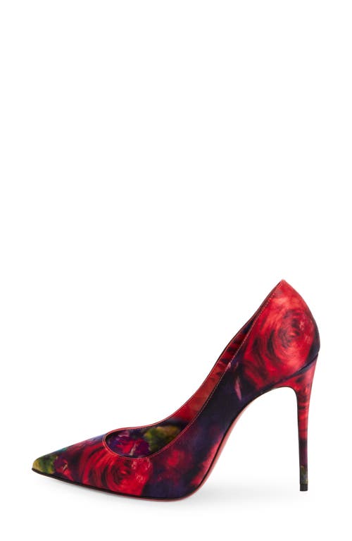 Shop Christian Louboutin Kate Rose Print Silk Satin Crepe Pump In Red Multi/lin Multi