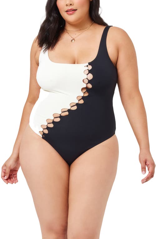 L*space Solstice Bitsy Cutout Colorblock One-piece Swimsuit In Black/cream